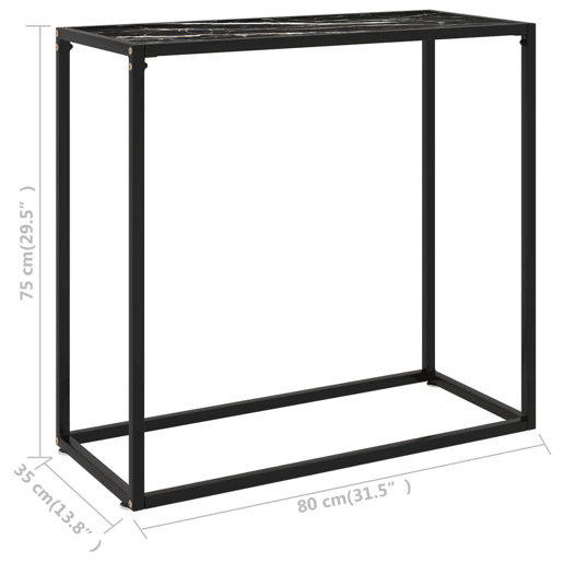 Mesa Consola - Mesa De Entrada 80x35x75 cm vidro temperado preto
