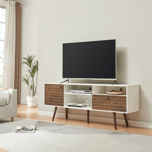 Móvel de televisão Vare com 1 porta 1 gaveta 165x40x66 cm branconogueira en.casa