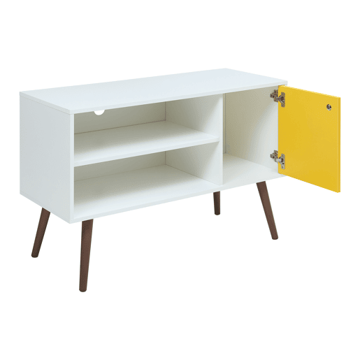 Móvel de televisão Vare com 1 porta 100x40x66 cm brancoamarelo en.casa