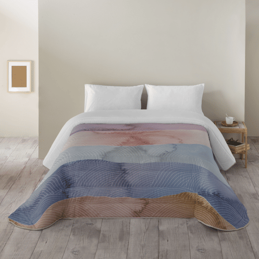 SANDAL - Edredom Nórdico Estampado - Ótimo Conforto e Acolchoamento Extra Macio - Peso 300 Gramas com Toque de Pena - Cama 150 - AZUL OCEANO