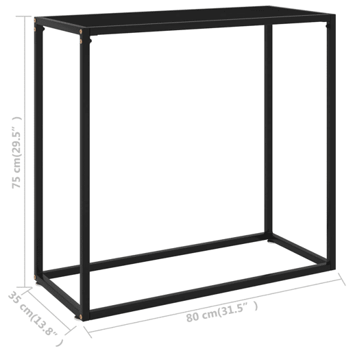 Mesa Consola - Mesa De Entrada 80x35x75 cm vidro temperado preto