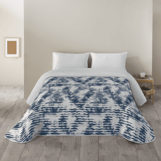 SANDAL - Edredom Estampado - Ótimo Conforto e Acolchoamento Extra Macio - Peso 300 Gramas com Toque de Pena - Cama 150 - WAVES BLUE