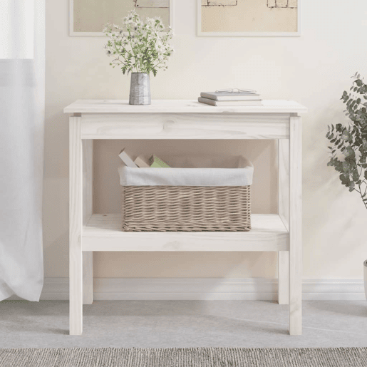 Mesa Consola - Mesa De Entrada 80x40x75 cm madeira de pinho maciça branco