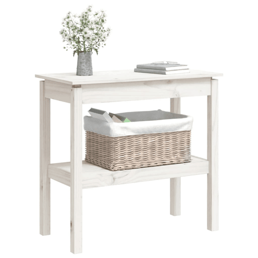 Mesa Consola - Mesa De Entrada 80x40x75 cm madeira de pinho maciça branco