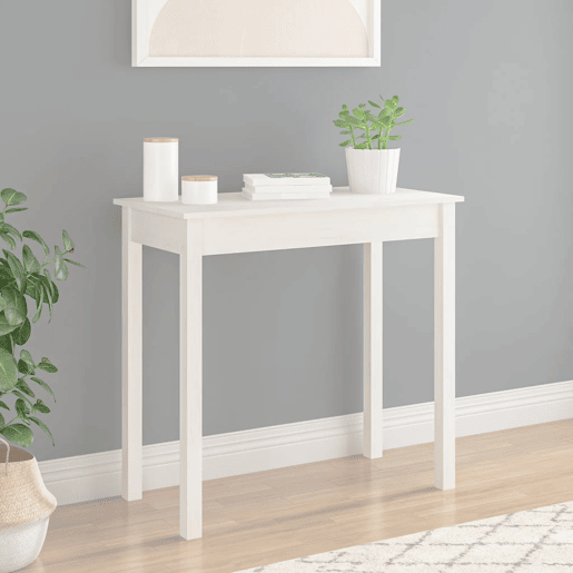 Mesa Consola - Mesa De Entrada 80x40x75 cm madeira de pinho maciça branco