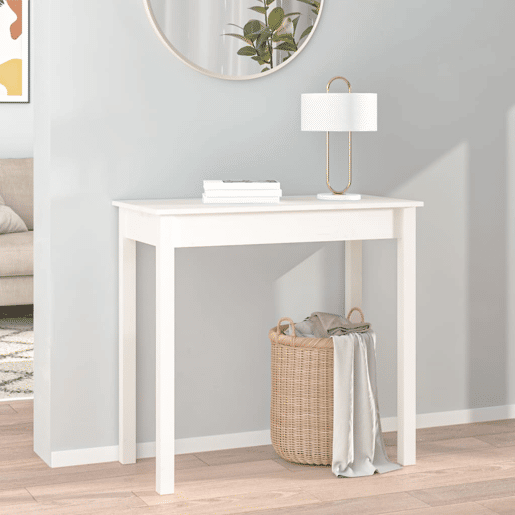 Mesa Consola - Mesa De Entrada 80x40x75 cm madeira de pinho maciça branco