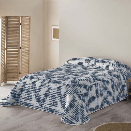 SANDÁLIA - Edredom Estampado - Acolchoado com Grande Conforto e Extra Macio - Peso 300 Gramas com Toque de Pena - Cama 180 - WAVES BLUE