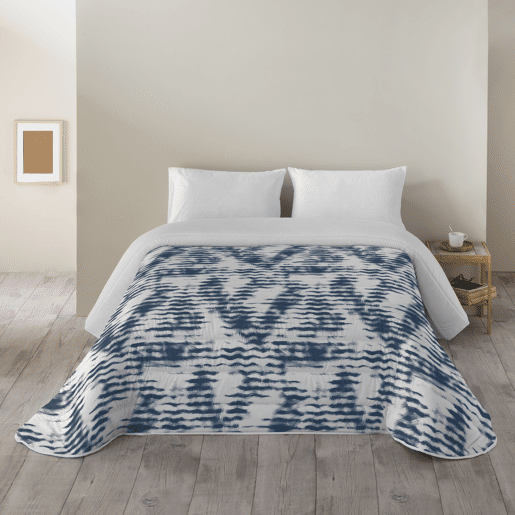 SANDÁLIA - Edredom Estampado - Acolchoado com Grande Conforto e Extra Macio - Peso 300 Gramas com Toque de Pena - Cama 180 - WAVES BLUE