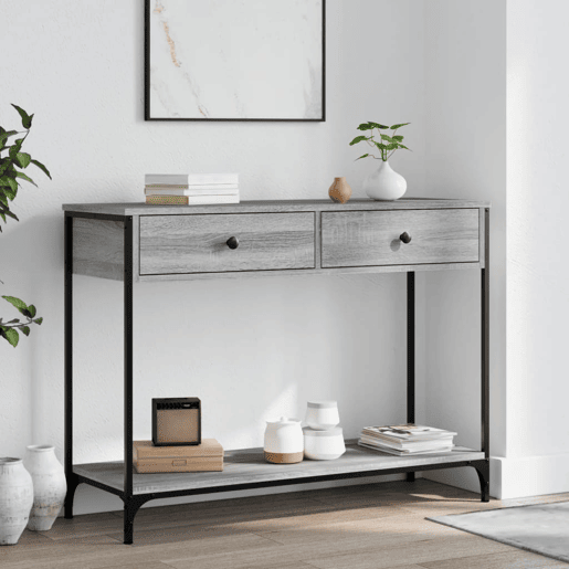 Mesa Consola - Mesa De Entrada 100x34,5x75cm derivados de madeira cinzento sonoma