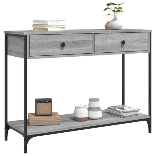 Mesa Consola - Mesa De Entrada 100x34,5x75cm derivados de madeira cinzento sonoma