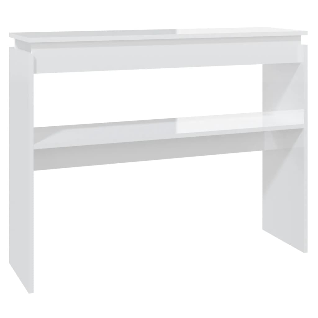 Mesa consola - mesa de entrada madera contrachapada blanco brillante 102x30x80 cm