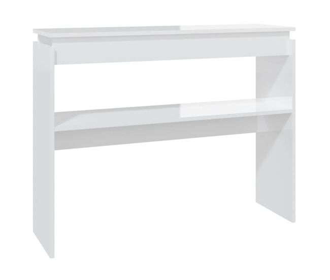 Mesa consola - mesa de entrada madera contrachapada blanco brillante 102x30x80 cm
