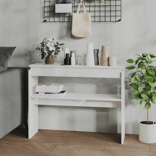 Mesa Consola - Mesa De Entrada 102x30x80 cm derivados madeira branco brilhante