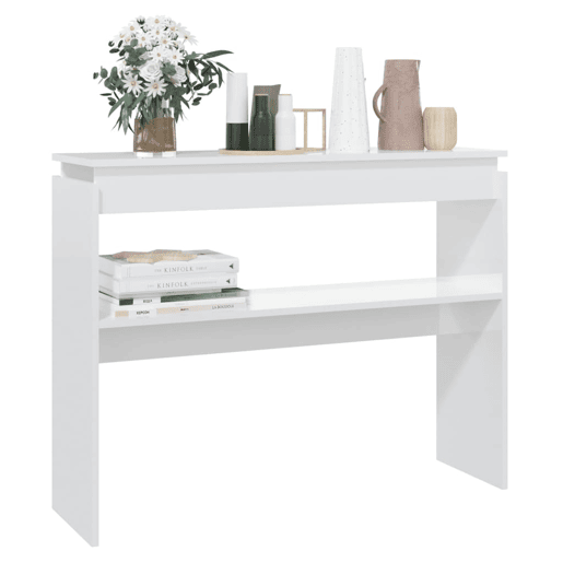 Mesa Consola - Mesa De Entrada 102x30x80 cm derivados madeira branco brilhante