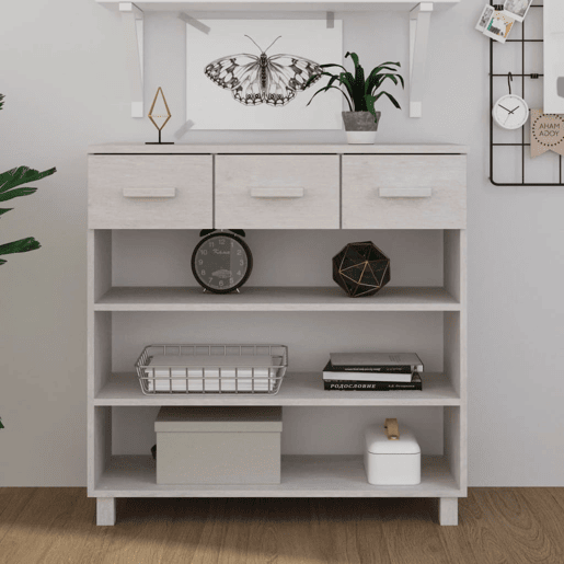 Mesa Consola - Mesa De Entrada HAMAR 90x35x90 cm pinho maciço branco
