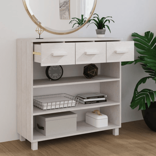 Mesa Consola - Mesa De Entrada HAMAR 90x35x90 cm pinho maciço branco