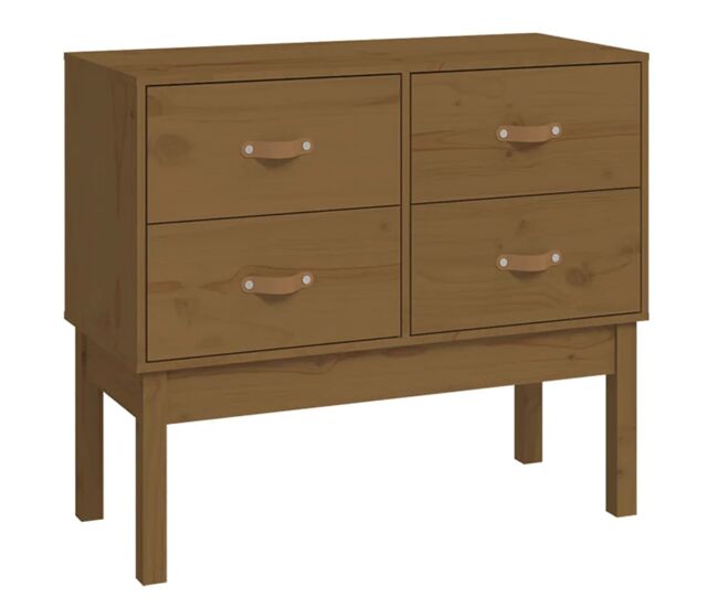 Mesa consola - mesa de entrada de madera maciza de pino marrón miel 90x40x78 cm