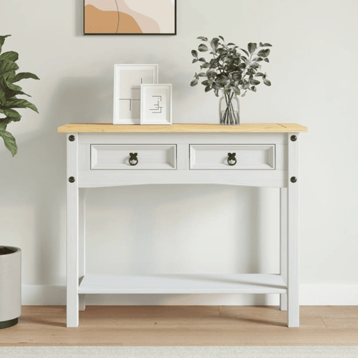 Mesa Consola - Mesa De Entrada Corona pinho mexicano 90x34,5x73 cm branco