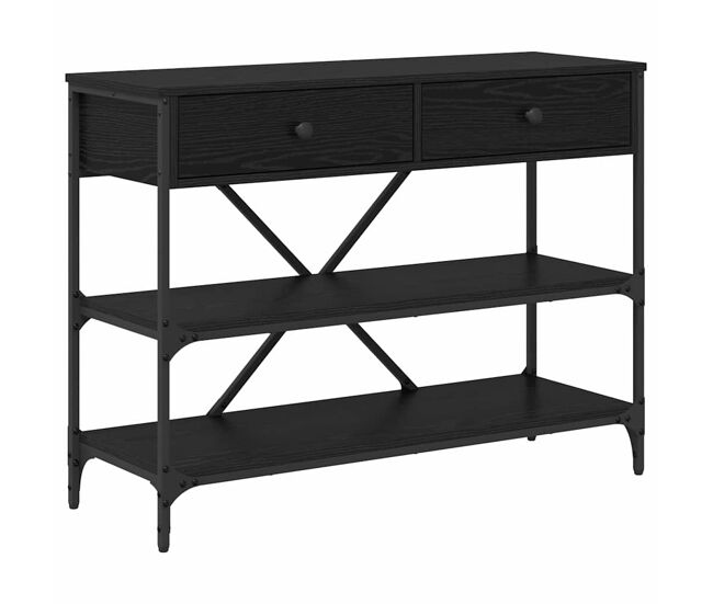 Mesa consola - mesa de entrada con cajón roble negro madera contrachapada