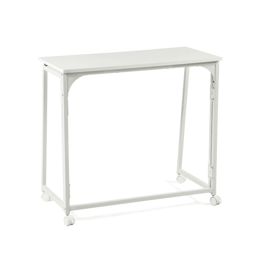 MEUBLES COSY Mesa Dobrável De Escrivaninha Portátil Com Rodas Estrutura De Aço E Tampo De Melamina Na Cor Branca 80x40x74 Cm Ideal Para Casa Escritório Estudo Computador Compacta E Fácil De Guardar