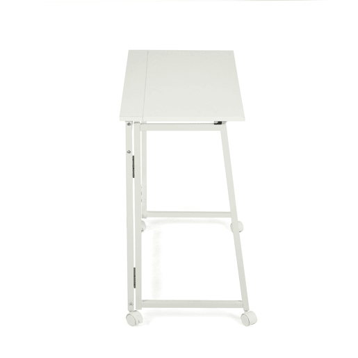 MEUBLES COSY Mesa Dobrável De Escrivaninha Portátil Com Rodas Estrutura De Aço E Tampo De Melamina Na Cor Branca 80x40x74 Cm Ideal Para Casa Escritório Estudo Computador Compacta E Fácil De Guardar