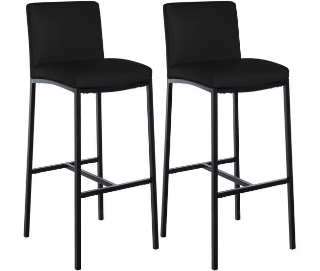 Juego de 2 taburetes de bar freeport simil cuero negro 47x43x109 cm
