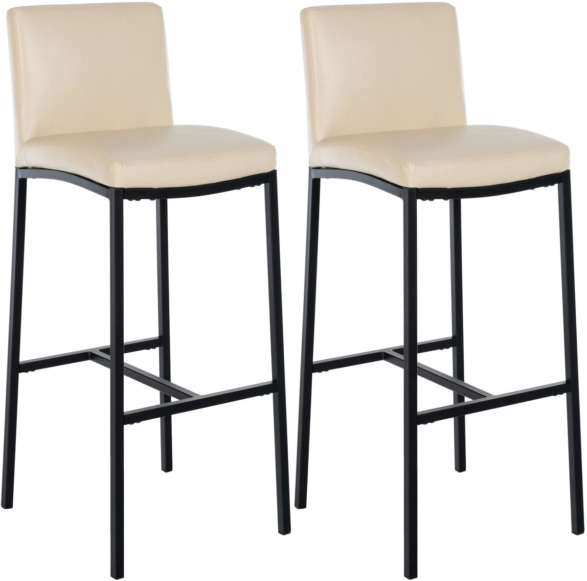 Juego de 2 taburetes de bar freeport simil cuero crema 47x43x109 cm