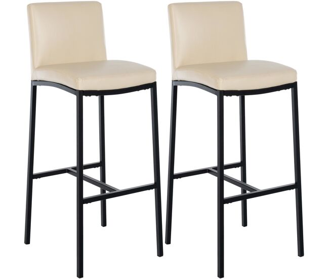 Juego de 2 taburetes de bar freeport simil cuero crema 47x43x109 cm