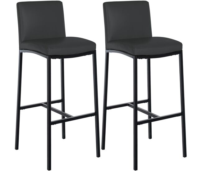 Juego de 2 taburetes de bar freeport simil cuero gris oscuro 47x43x109 cm