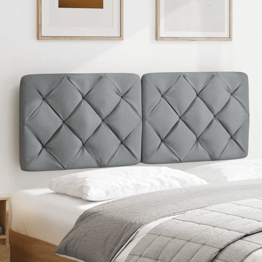 Almofadão de Cabeceira - Cabeceira de cama 140 cm tecido cinzento-claro