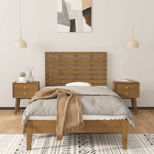Cabeceira - Cabeceira de cama de parede 96x3x63 cm pinho maciço castanho-mel