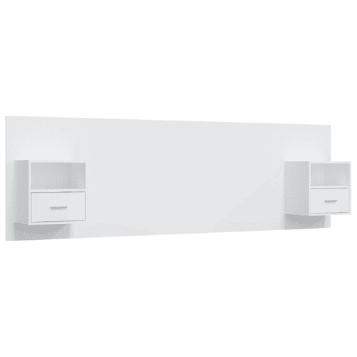 Cabeceira - Cabeceira de cama cama + armários madeira processada branco