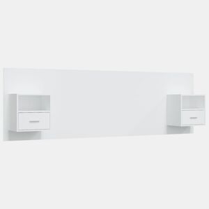 Cabeceira - Cabeceira de cama cama + armários madeira processada branco