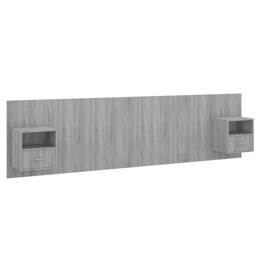 Cabeceira - Cabeceira de cama cama + armários madeira processada sonoma cinzento
