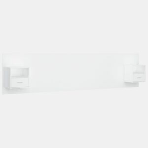 Cabeceira - Cabeceira de cama cama + armários madeira processada branco