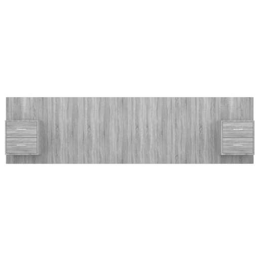 Cabeceira - Cabeceira de cama cama + armários madeira processada sonoma cinzento
