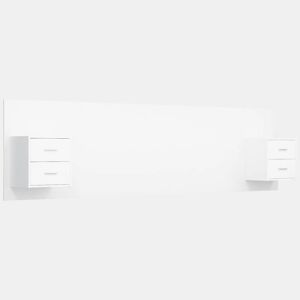 Cabeceira - Cabeceira de cama cama + armários madeira processada branco