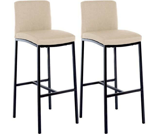 Juego de 2 taburetes de bar freeport tela crema 47x43x109 cm