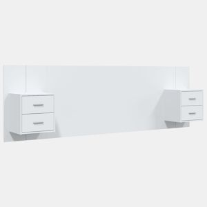 Cabeceira - Cabeceira de cama cama + armários madeira processada branco