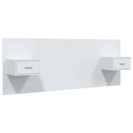Cabeceira - Cabeceira de cama cama + armários madeira processada branco