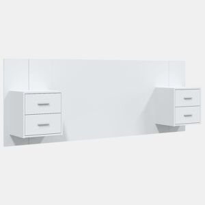 Cabeceira - Cabeceira de cama cama + armários madeira processada branco