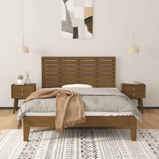 Cabeceira - Cabeceira de cama de parede 126x3x63 cm pinho maciço castanho-mel