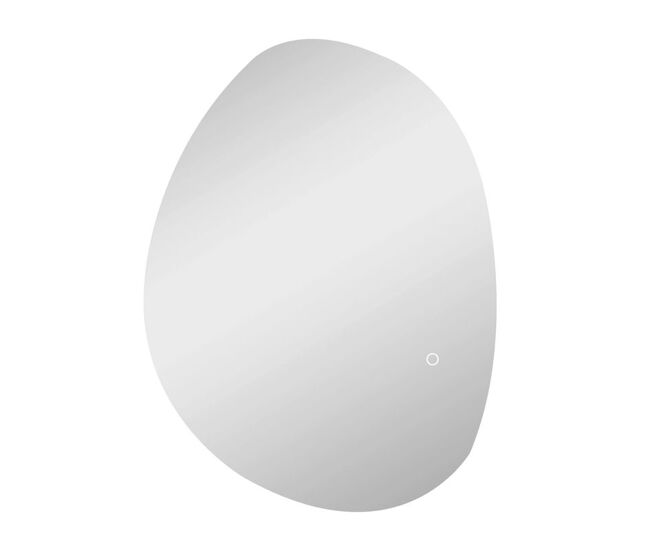 Homcom espejo de baño con luz led 70x50 cm, espejo de pared sin marco, con 3 colores de luz, brillo regulable, función antivaho, función de memoria, forma irregular, interruptor táctil, ip44
