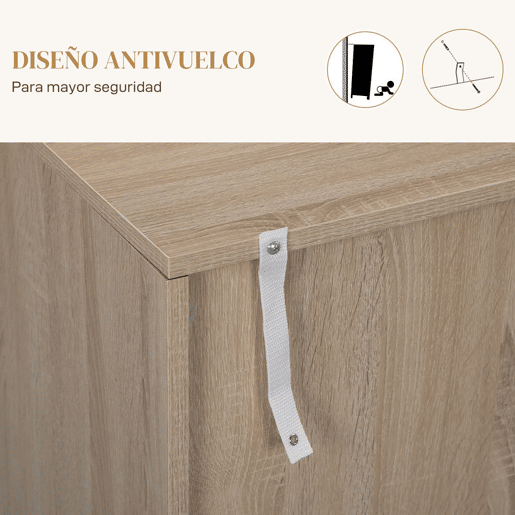 HOMCOM Aparador de 3 Portas com Desenho Zig-Zag Aparador de Sala de Estar com Prateleiras Ajustáveis Pés de Aço para Cozinha Entrada Quarto 108x40x80 cm Madeira