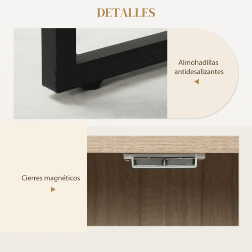 HOMCOM Aparador de 3 Portas com Desenho Zig-Zag Aparador de Sala de Estar com Prateleiras Ajustáveis Pés de Aço para Cozinha Entrada Quarto 108x40x80 cm Madeira