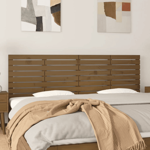 Cabeceira - Cabeceira de cama de parede 206x3x63 cm pinho maciço castanho-mel