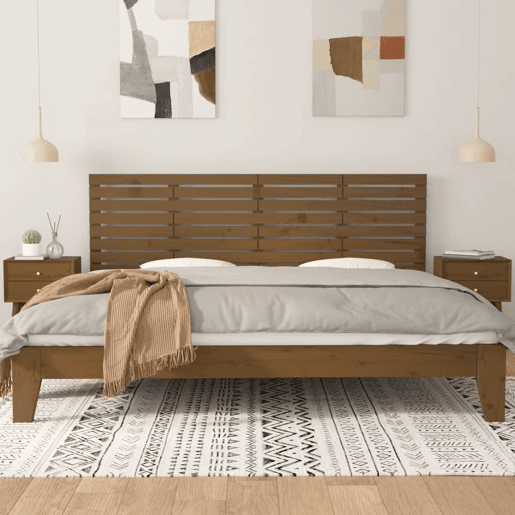 Cabeceira - Cabeceira de cama de parede 206x3x63 cm pinho maciço castanho-mel