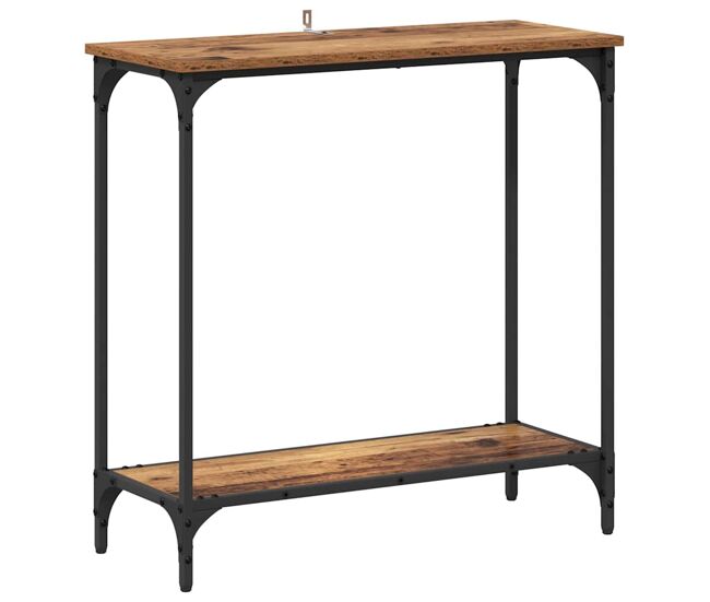 Mesa consola - mesa de entrada con estante madera vieja 75 x 30.5 x 75 cm