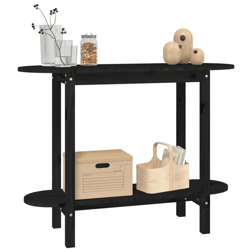 Mesa Consola - Mesa De Entrada 110x40x80 cm madeira de pinho maciça preto