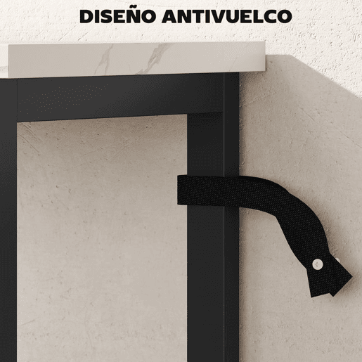 HOMCOM Mesa Consola Moderna Consola Estreita com Superfície com Efeito Mármore Prateleira Aberta e Estrutura de Metal Consola de Sofá para Entrada Sala de Estar 100x30x81 cm Branco
